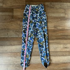 70s VTG Davenshire Shire-Tex Floral Stirrup Pants High Rise Size XS Blue 9E2
