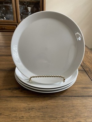 Set of Four Crate & Barrel Sri Lanka VERGE White Porcelain Salad Plates 8.75''