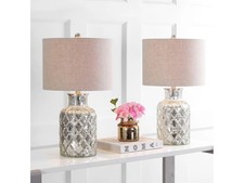 SET OF 2 Jonathan Y Alvord LED Table Lamp 24.5" Mercury Glass Silver White