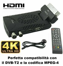 Decoder Digitale Terrestre Hd Mini Dvb T2 Usb E Hdmi Presa Scart 180° Tv