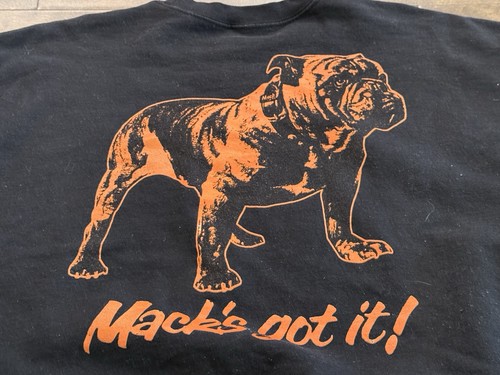 Mack Trucks Mens Black Sweatshirt Crewneck Bulldog Orange Logo Graphic Size L