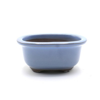 Japanische Seto Ware Blau Oval Tiefe Bonsaischale 4 Go