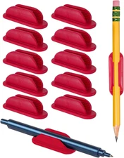 Adhesive Pencil Holders for Desk Set of 10 - Silicone Pen Holder with 15 PCS Upg