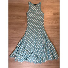 Ralph Lauren Sport Womens S Blue White Stripe Pima Cotton Maxi Tank Dress Casual