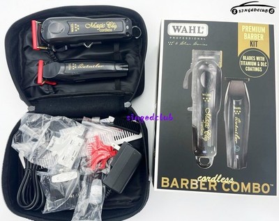 WAHL MagicClip&DetailerバリカンブラックⅢ@3❽86 Wahl Cordless Barber Combo Black Magic Clip Clipper & Detailer