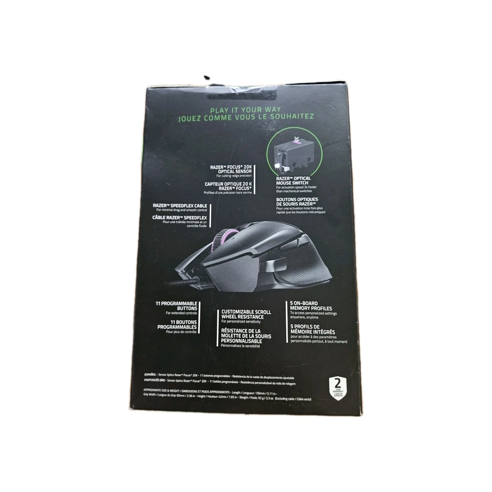 Razer Basilisk V2 Wired Gaming Mouse Ergonomic 11 Programmable Buttons New - Image 4 of 4