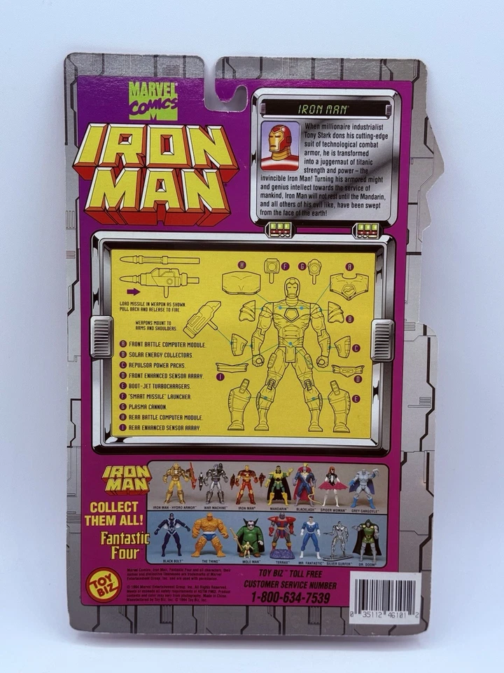 Iron Man 1994 cañón de plasma lanzador de misiles figura Toybiz Marvel nuevo Foto 2 de 2