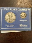 1942/1945 Silver Classics Set, Walking Liberty Half & Mercury Dime /90% Silver