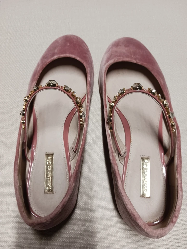 Zapatos planos cómodos Louise Et Cie talla 8,5 rosa terciopelo mujer tira de diamantes Foto 3 de 4