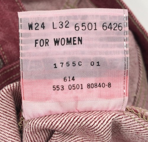 Levis 501 For Women 24x32 Red Jeans Vintage Button Fly Straight Leg Made In USA - Picture 8 of 10