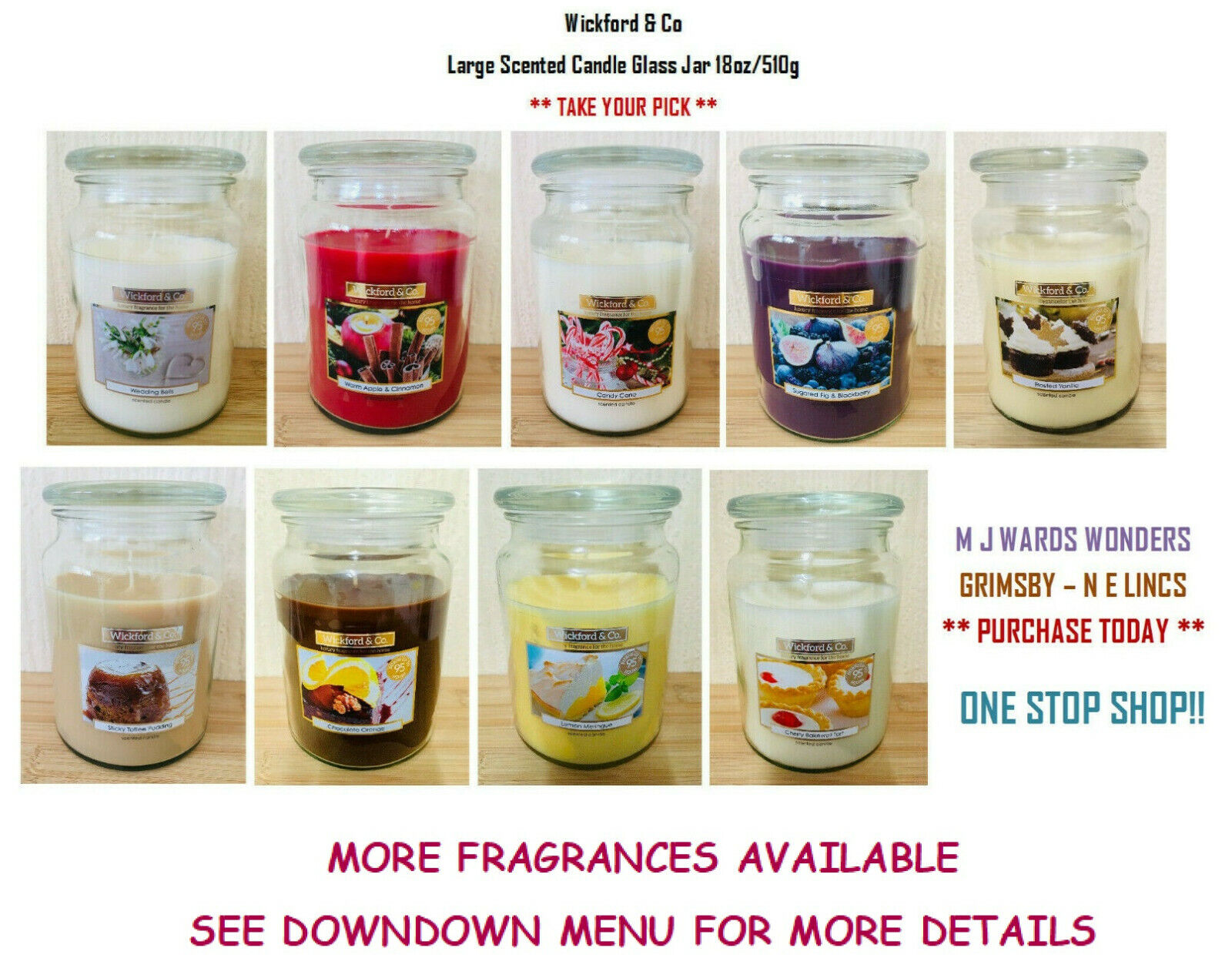 Wickford Co Large Scented Candle Glass Jar 18oz 510g TAKE YOUR wickford-co-large-scented-candle-glass-jar-18oz-510g-take-your