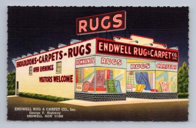 Endwell Rug & Carpet Co Vintage Linen Advertising UNION New York Broome Co 1940s