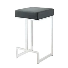 Coaster Square Counter Stool Black and Chrome Square