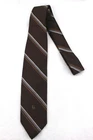 CHRISTIAN DIOR Vintage Brown Diagonal Stripe Print Silk Tie