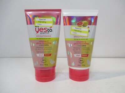 Yes To 4oz. Grapefruit Vitamin C Glow-Boosting Unicorn Clay Cleanser - Lot of 2