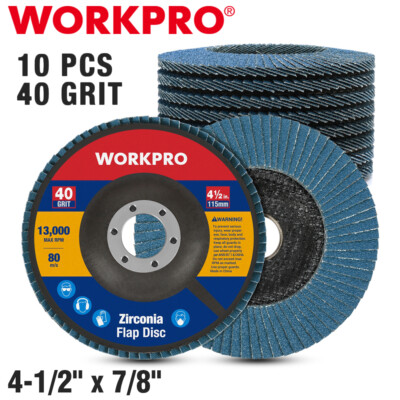 WORKPRO 10-Pack Flap Discs 4-1/2''x 7/8'' T29 Zirconia Abrasive Flap Sanding Discs