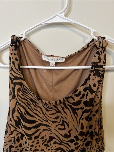Jane Delancey Sleeveless Ruched Tank Top Tunic Brown Animal Print Sz M - Picture 2 of 7