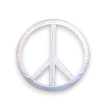 White Peace Sign, 2 inches, Embroidered, Iron on Patch, DIY Hat Bar, Symbols