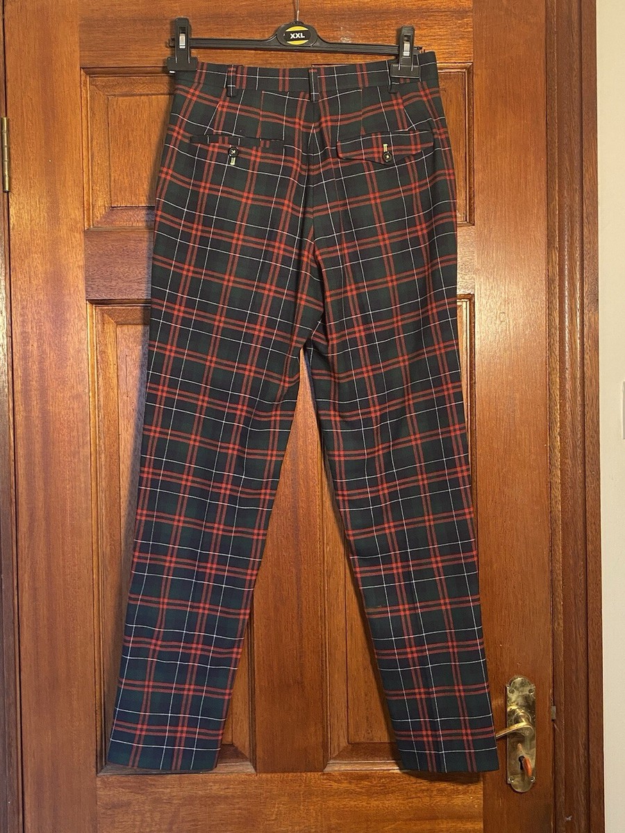 Twisted Tailor Woolf Mens W28 L30 Check Suit Trousers In