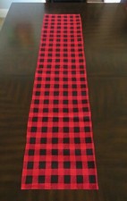 Table Runner Buffalo Plaid Red Black Checked 52X12 Inch Cotton Machine Washable