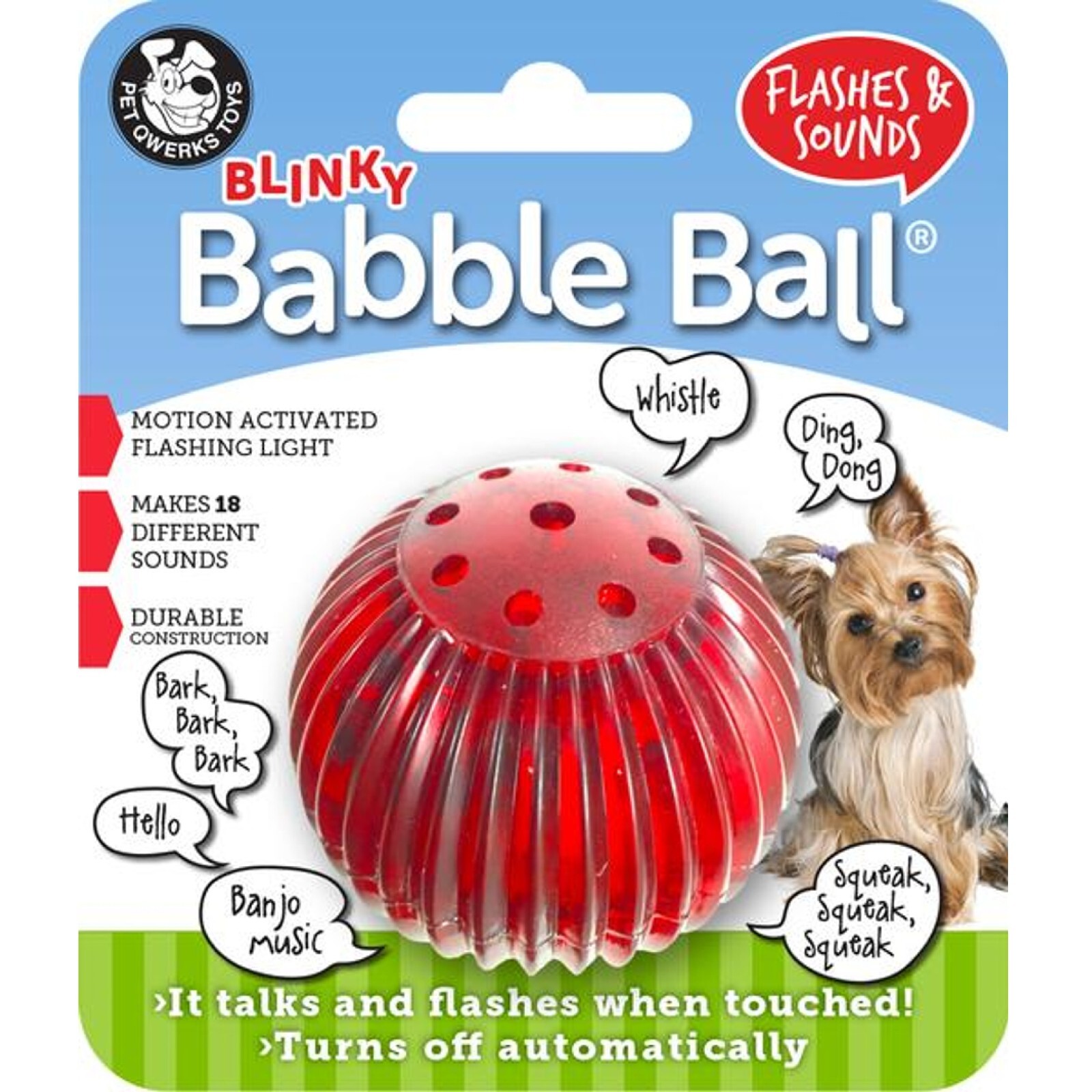 Pet Qwerks Blinky Babble Ball, Flashing Interactive Dog Toy,
