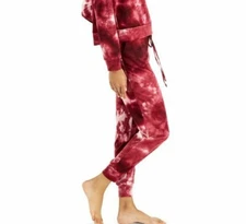 NWT! JENNI by Jennifer Moore Sz XS Tie-Dyed Printed Jogger Pajama Pants Wine
