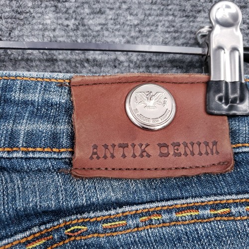 Antik Denim Jeans Women 28 Blue Bootcut Low Rise Medium Wash Cut Off Embroidered - Picture 14 of 16
