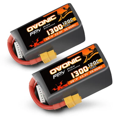 2X Ovonic 1300mAh 6S LiPo Akku 22.2V 120C XT60 für iFlight Nazgul5 5''FPV Quad