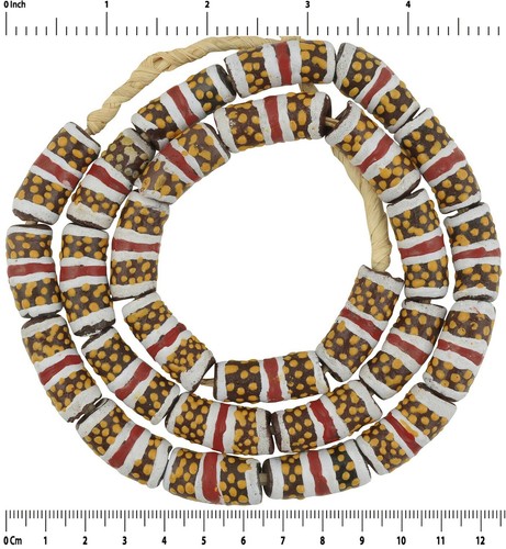 Collier Africain Perles De Verre Orange - Peuple Krobo Du Ghana - Occasion Très Bon état