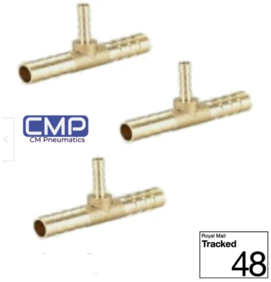 COYOTE MOON 12X6X12 T-piece Tee Reducing Barb Pneumatic Hose Joiner Tee Barbed Splicer 3Pcs