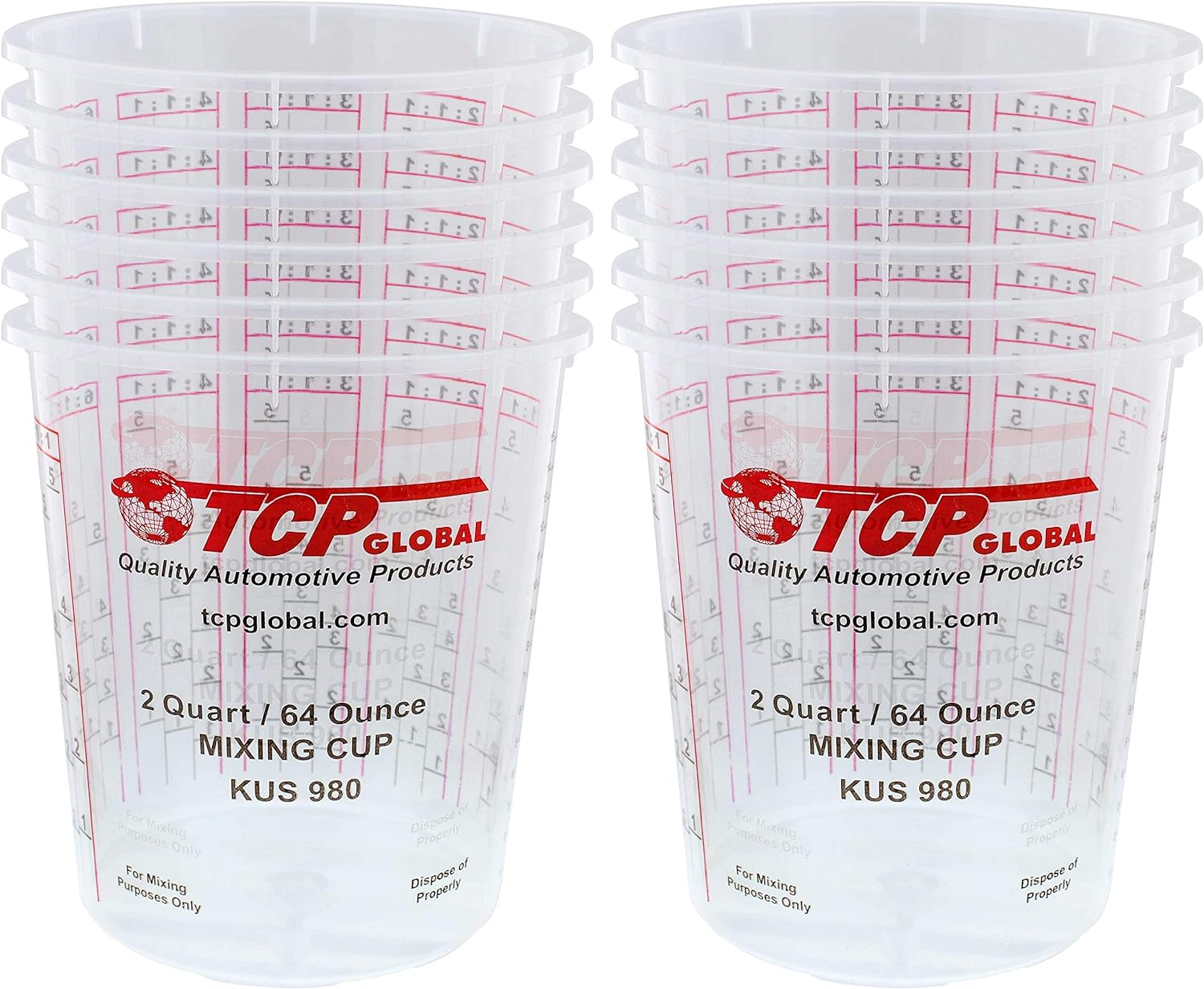 - Pack of 12-64 Ounce Graduated Paint Mixing Cups (2 Quarts) - Cups