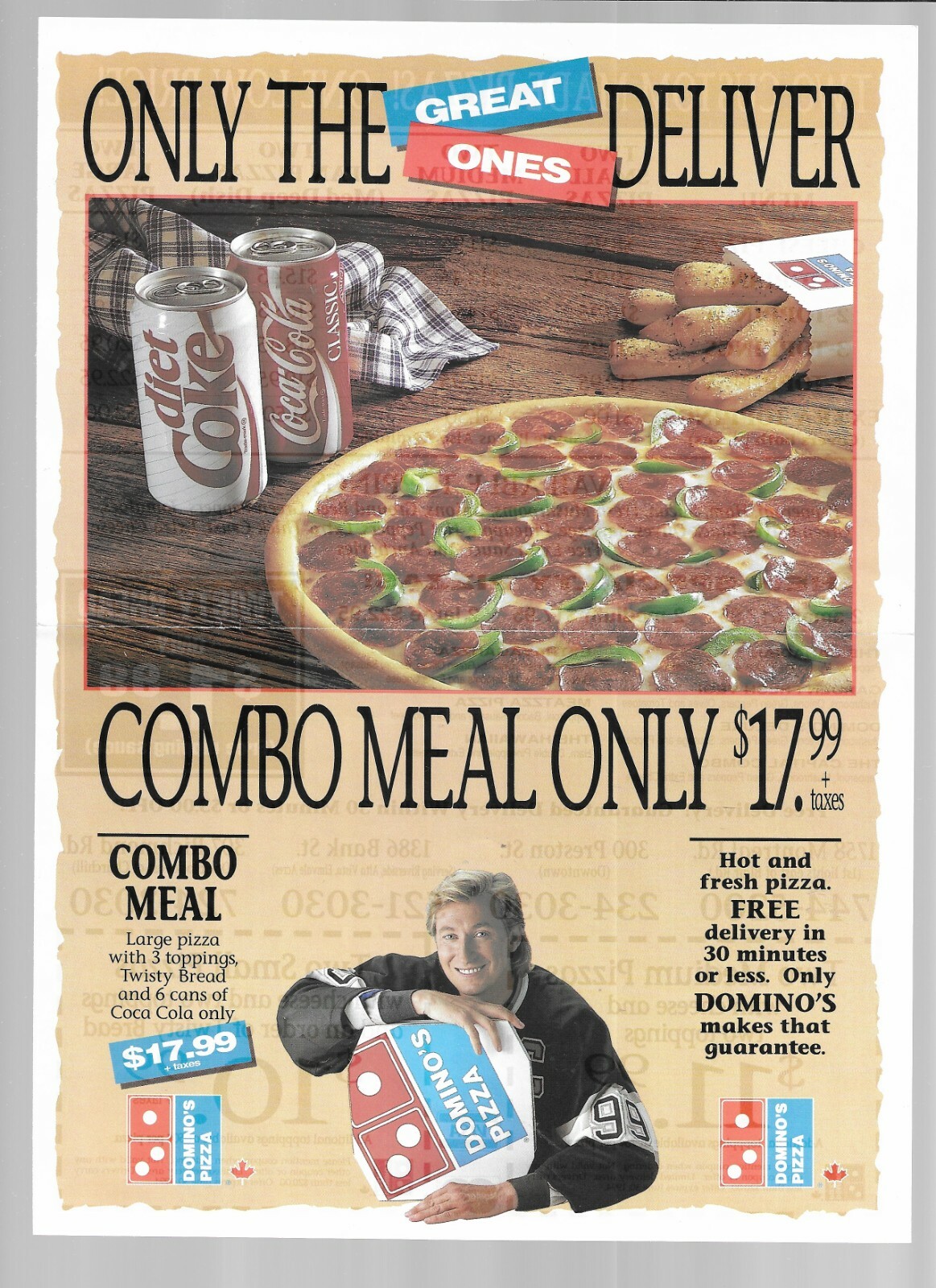 WAYNE GRETZKY 1994 DOMINO'S PIZZA COUPON SHEET eBay