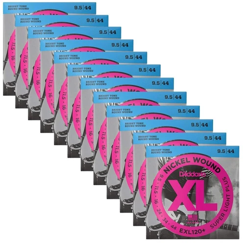 12-Pack D'Addario EXL120+ Nickel Electric Guitar Strings 9.5-44 Super Light Plus
