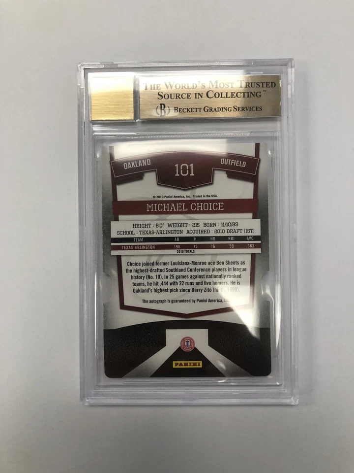 2010 Donruss Elite Extra Edition /50 Michael Choice #101 BGS 9.5 GEM MINT Auto - Image 2 of 3