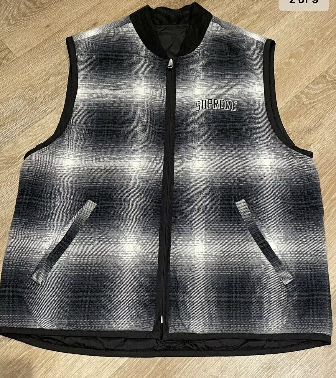 FW17 Supreme Reversible Shadow Plaid Vest Dark Green Size Medium DSWT