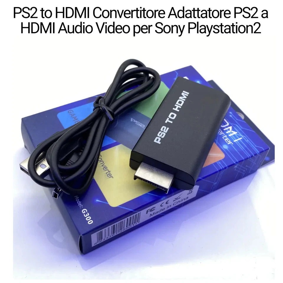PS2 to HDMI Convertitore Adattatore PS2 a HDMI Audio Video Sony Playstation 2