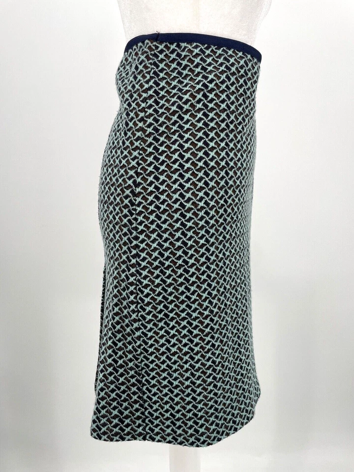DIANE von FURSTENBERG DVF 8/M sweater Knit pleat back Skirt turquoise brown 3D - Image 2 of 4