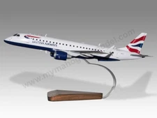 Embraer ERJ-190SR British Airways Desk Wood Airplane New Model Small Scale 1/130