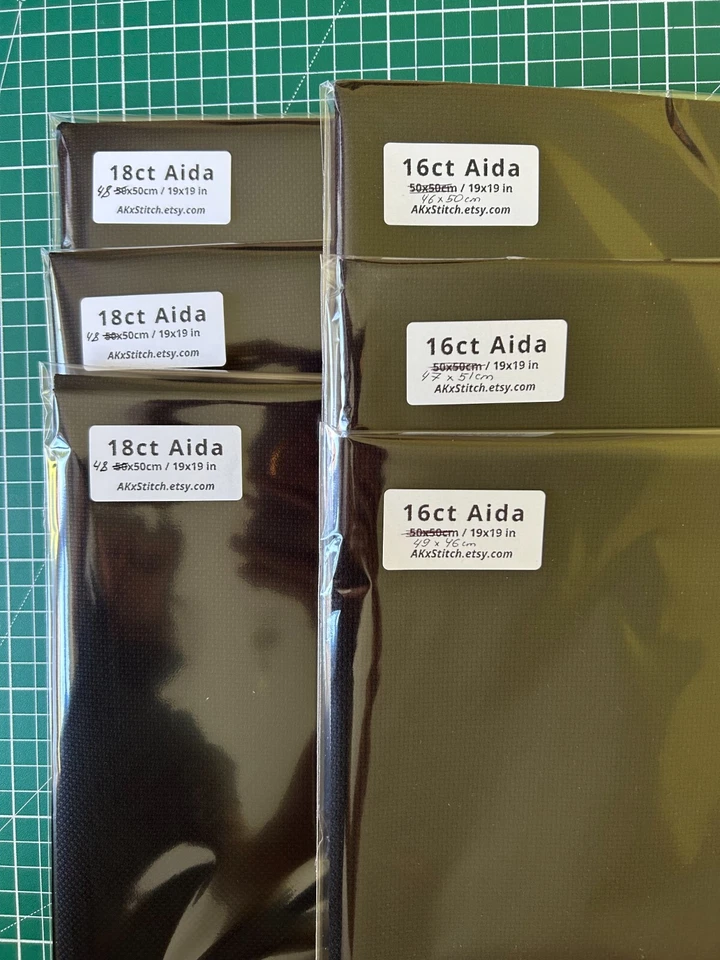 Black Aida Fabric 14 16 18 count, large 50x50cm (20"x20") cotton DMC Zweigart - Image 4 of 4