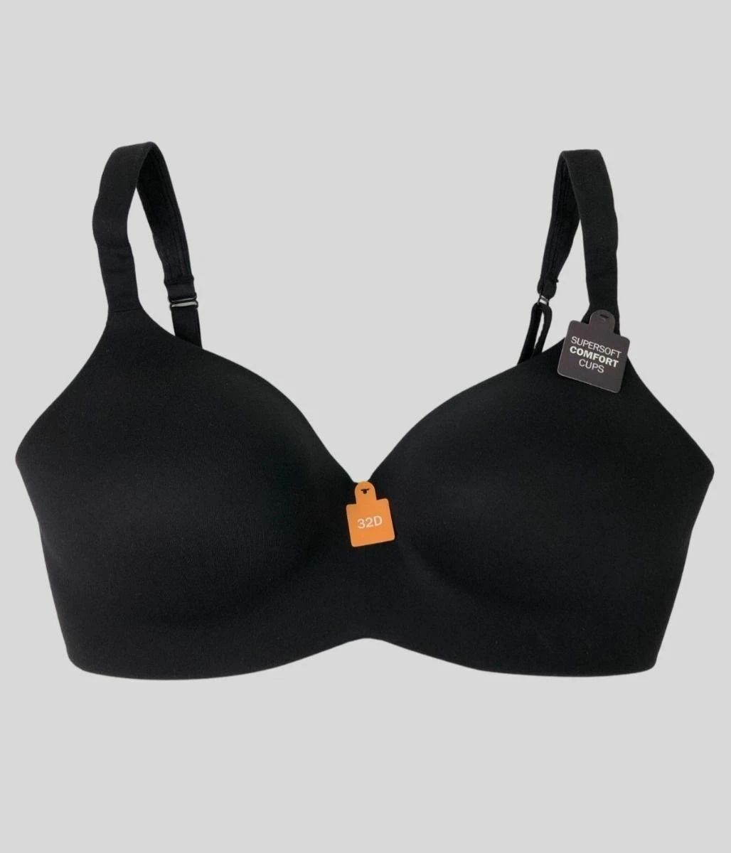 Ex Debenhams Black Comfort Non-Wired Winter Bra Chest 30 - 40 A-E