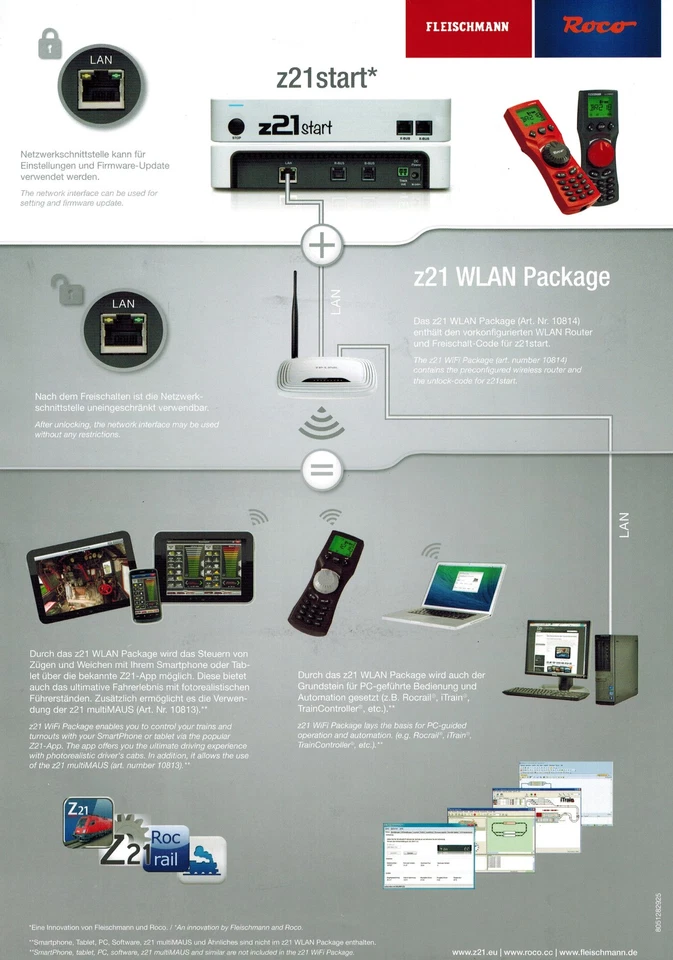Roco / Fleischmann 10825 z21 start + Roco 10814 z21 paquete WLAN - NUEVO - Imagen 2 de 2