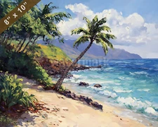 Maui with emerald waters oil painting 8x10 Print