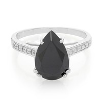 Cavill Ring 3,19Ct Schwarzer Spinell Und WeißE Topase 925 Silber