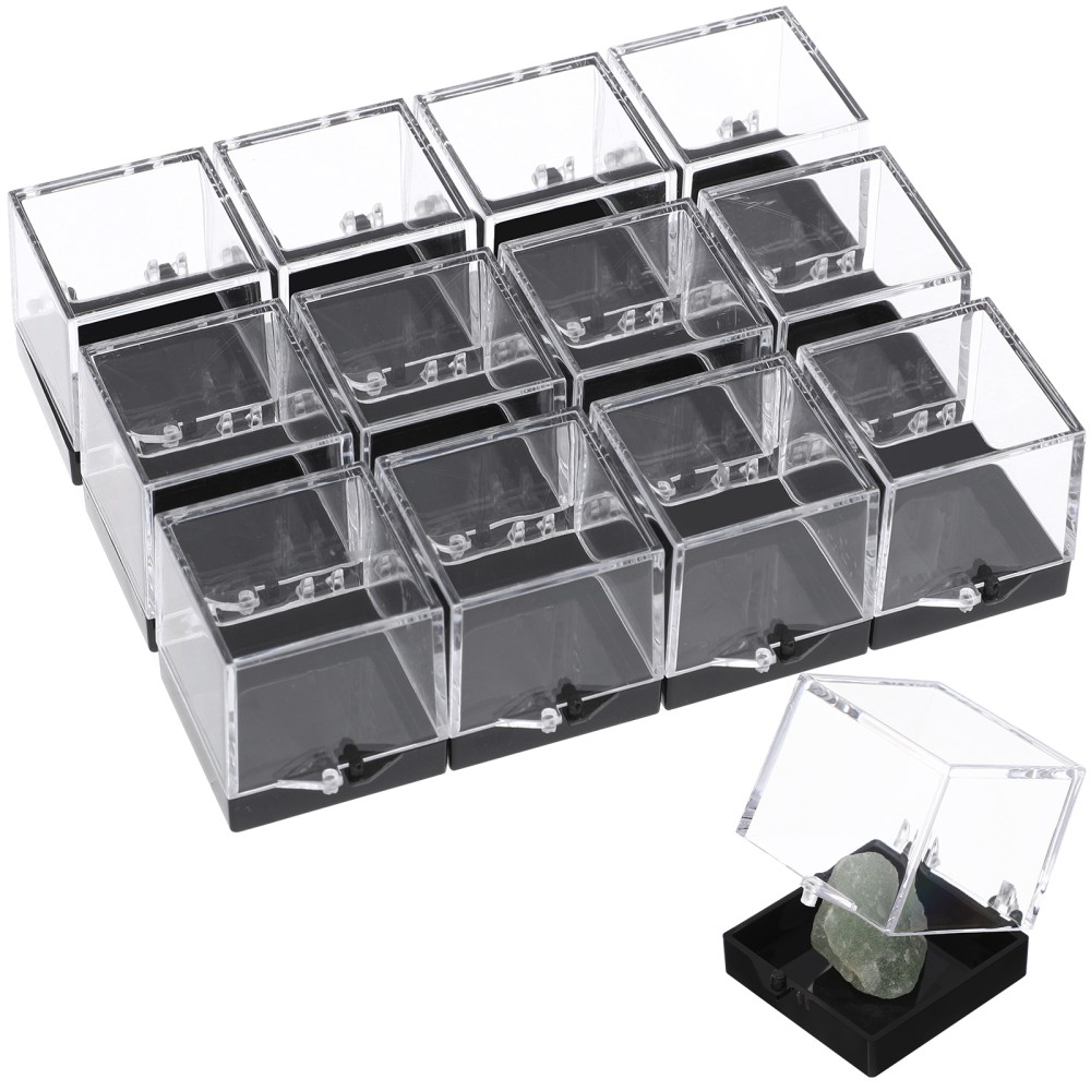 2-Piece Mini Plastic Specimen Display Box Set for Minerals & Travel