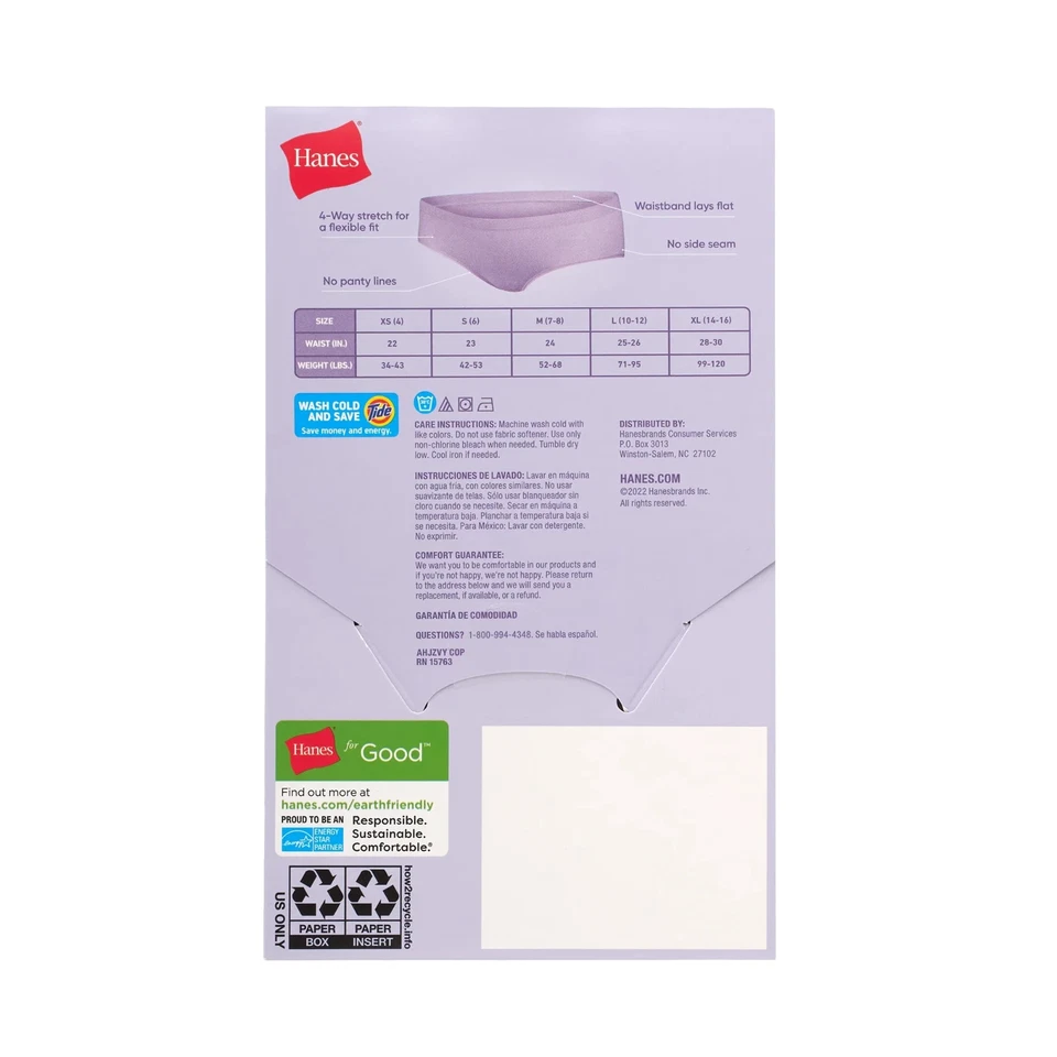 Roupa íntima hipster sem costura Hanes® para meninas pacote com 4 - Imagem 2 de 4