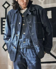 Non Stock 1930s Wabash Stripe Work Coat / Vest / Pants Vintage Railroad Workwear