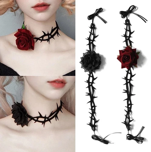 1pc Gothic Rose Thorn Necklace Halloween Costume Party Carnival Jewelry Accessor - product listing photo