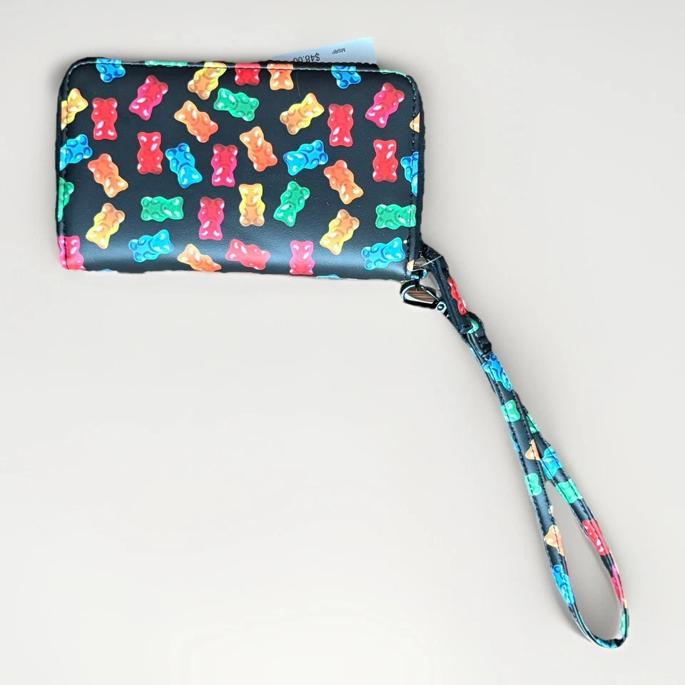 NUEVO CON ETIQUETAS BETSEY JOHNSON Oso de Goma Muñequera Cartera Monedero NEGRO/MULTI Y2K Kitsch XOKARA Foto 3 de 4