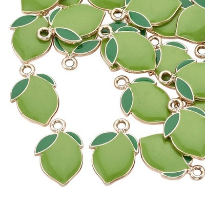 DanLingJewelry 100 Pcs Green Lemon Enamel Charm Fruit Charms Gold Plated