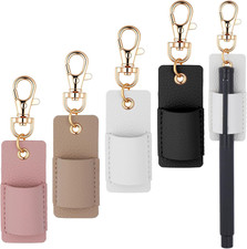 4 Pcs Pen Holder for Lanyard Portable Anti-Lost Lanyard Pen Holder PU Leather Po